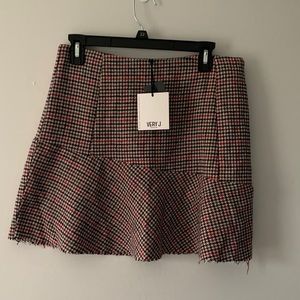 Houndstooth Tweed Skirt